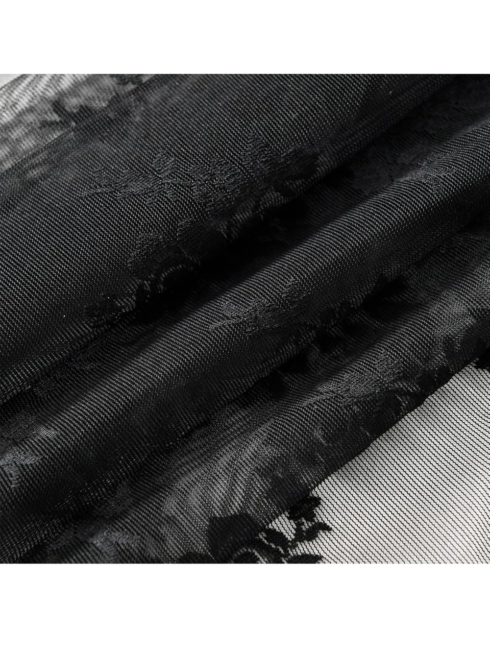 Black Lace Sheer Curtain Panels - Elegant Window Drapery